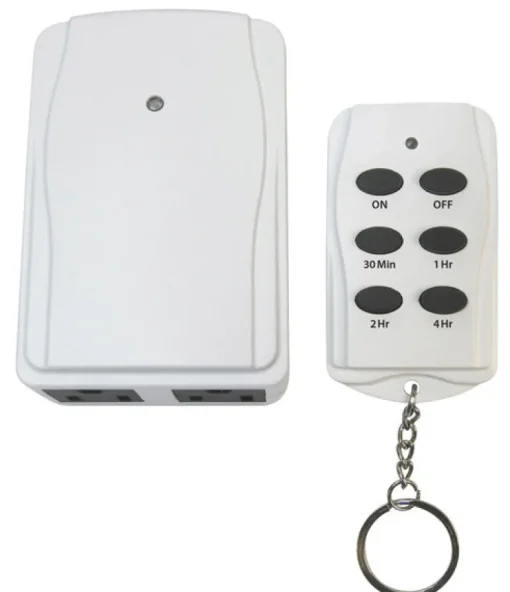 Prime White Indoor Timer with Remote Control and Grounded Outlets