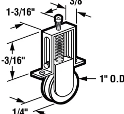 Prime-Line 1 in. D X 1/4 in. L Aluminum/Steel Roller Assembly 2 pk