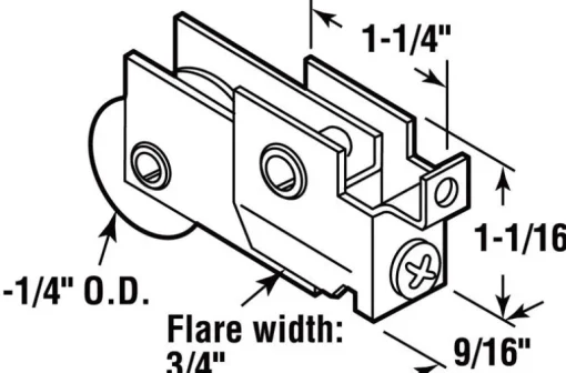 Prime-Line 1-1/4 in. D X 0.56 in. L Mill Nylon/Steel Roller Assembly 1 pk