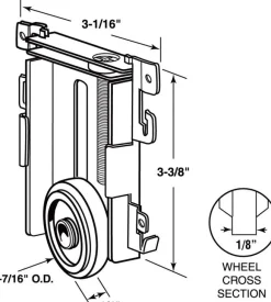 Prime-Line 1-3/8 in. D X 1/4 in. L Mill Plastic/Steel Mirror Door Bottom Roller 1 pk