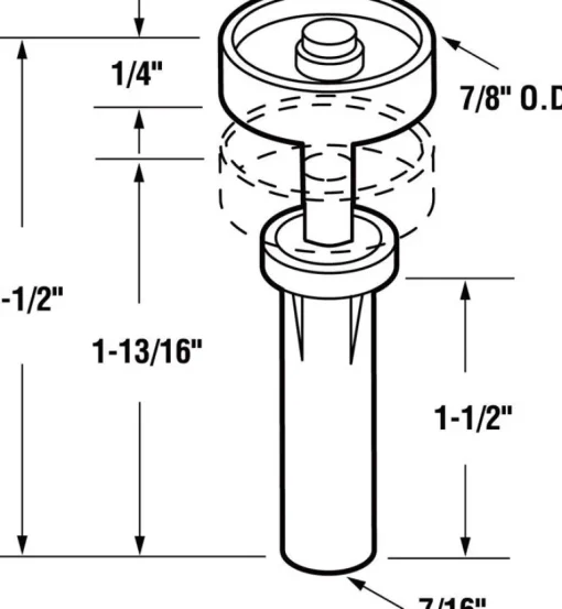 Prime-Line 7/8 in. D X 2-1/2 in. L Mill White Steel Guide Wheel 2 pc