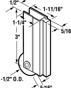 Prime-Line 1-1/2 in. D X 1.69 in. L Nylon/Steel Mirror Door Bottom Roller 1 pk