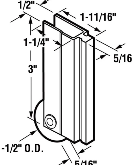 Prime-Line 1-1/2 in. D X 1.69 in. L Nylon/Steel Mirror Door Bottom Roller 1 pk