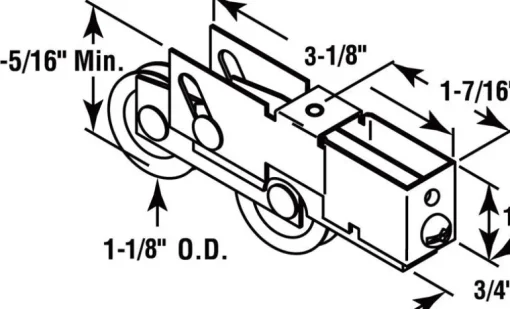 Prime-Line 1-1/8 in. D X 0.75 in. L Steel Roller Assembly 1 pk