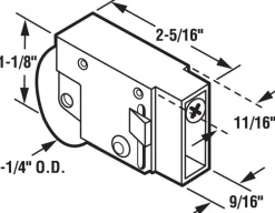 Prime-Line 1-1/4 in. D X 2.31 in. L Steel Roller Assembly 1 pk