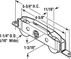 Prime-Line 1-1/4 in. D X 0.31 in. L Steel Roller Assembly 1 pk