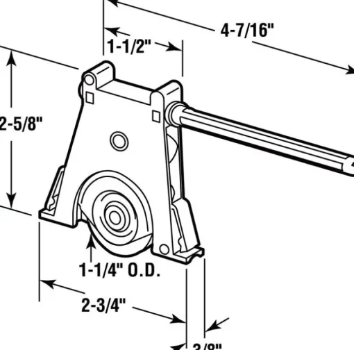 Prime-Line 1-1/4 in. D X 0.38 in. L White Nylon/Plastic Screen Door Roller Assembly 1 pk