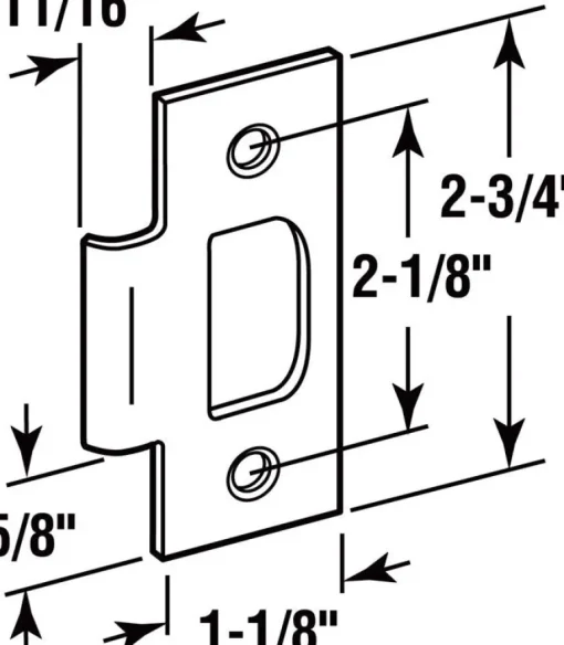 Prime-Line 2.75 in. H X 0.38 in. L Brass T- Strike