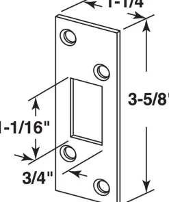 Prime-Line 3.6 in. H X 1.3 in. L Brass-Plated Brass Steel Security Strike