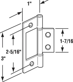 Prime-Line 3 in. L Brass-Plated Door Hinge 2 pk