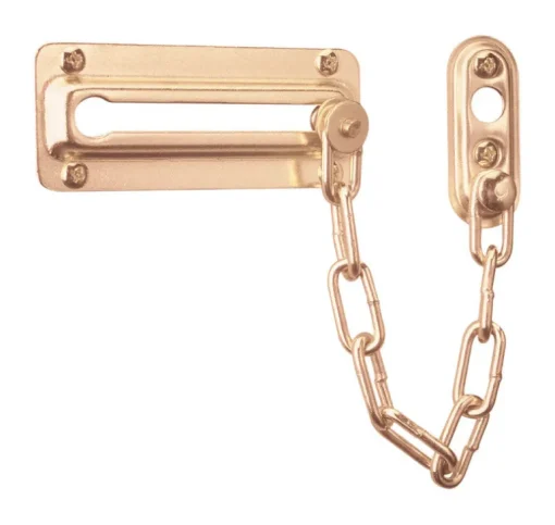 Prime-Line 3.43 in. L Bright Brass Steel Chain Door Guard