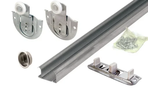 Prime-Line 48 in. L Galvanized Silver Steel By-Pass Door Hardware Set 1 pk