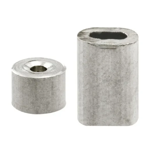 Prime-Line 3.9 in. W X 5.4 in. L X 3/32 in. D Aluminum Cable Ferrules and Stops