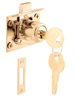 Prime-Line Bright Brass Gold Steel Cabinet/Drawer Lock