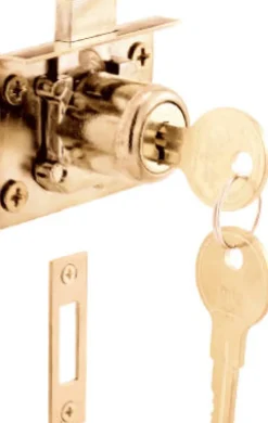 Prime-Line Bright Brass Gold Steel Cabinet/Drawer Lock