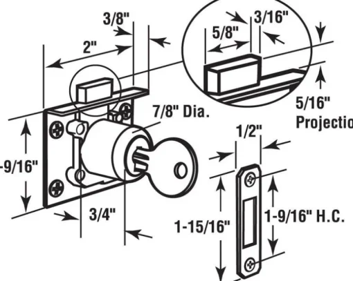 Prime-Line Bright Brass Gold Steel Cabinet/Drawer Lock