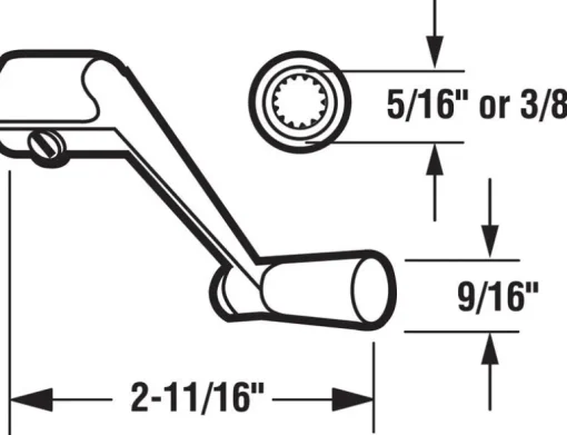 Prime-Line Painted White Zinc Single-Arm Casement Operator Crank Handle For Universal