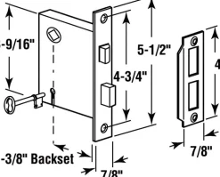 Prime-Line Security Bright Brass Mortise Replacement Lock Assembly 1-3/4 in.