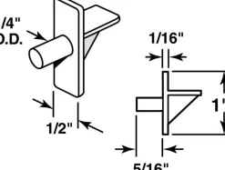 Prime-Line White Plastic Shelf Support Peg 1/4 inch Ga. 0.9 in. L 5 lb