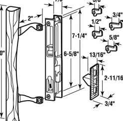 Prime-Line Wood Tone Steel Outdoor Sliding Glass Door Lock Set