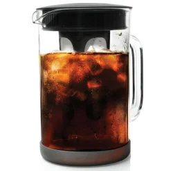 Primula Black Cold Brew Iced Coffee Maker with Lid and Glass Pitcher