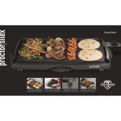 Proctor Silex Black Plastic Nonstick Surface Electric Griddle 200 sq. in.