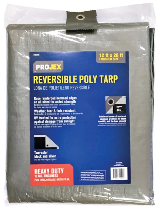 Projex 12 ft. W X 20 ft. L Heavy Duty Polyethylene Reversible Tarp Black/Silver