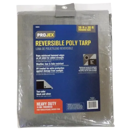 Projex 20 ft. W X 20 ft. L Heavy Duty Polyethylene Reversible Tarp Black/Silver