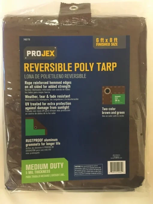 Projex 6 ft. W X 8 ft. L Medium Duty Polyethylene Reversible Tarp Brown/Green