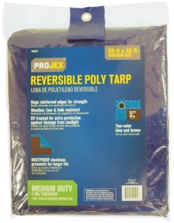 Projex 20 ft. W X 40 ft. L Medium Duty Polyethylene Reversible Tarp Blue/Brown