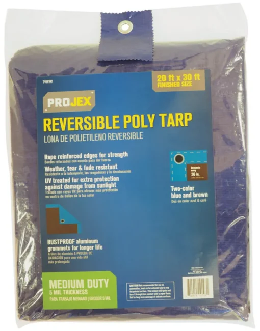 Projex 20 ft. W X 30 ft. L Medium Duty Polyethylene Reversible Tarp Blue/Brown