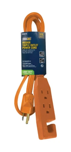 Projex Indoor 3 ft. L Orange Triple Outlet Cord