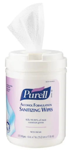 Purell No Scent Antibacterial Alcohol Sanitiizing Wipes 175 ct