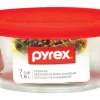 Pyrex 7 cups Food Storage Container 1 pk Clear/Red (Pack of 4)