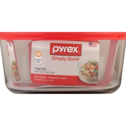 Pyrex 7 cups Food Storage Container 1 pk Clear/Red (Pack of 4)