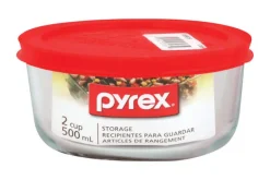 Pyrex 2 cups Food Storage Container 1 pk Clear/Red (Pack of 6)