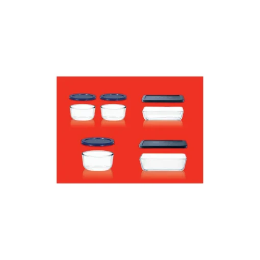 Pyrex 6.63 in. W X 13 in. L Bake and Store Set Blue/Clear 10 pc