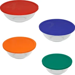Pyrex Smart essentials 1, 1.5, 2.5, 4 Glass Assorted Mixing Bowl Set 8 pc. (Pack of 2)