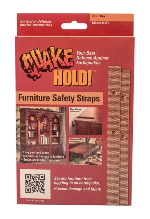 Quake Hold Ready America Nylon Self Adhesive Furniture Strap Oak Assorted 1 in. W X 15 in. L 1 pk