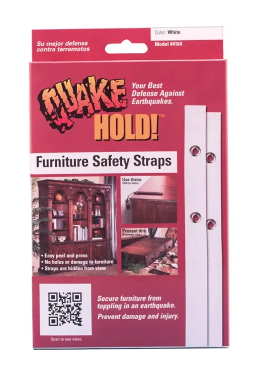 Quake Hold Ready America Nylon Self Adhesive Furniture Strap White Assorted 1 in. W X 15 in. L 2 pk