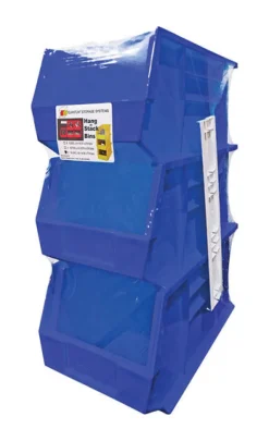 Quantum Storage 8-1/4 in. W X 13-3/4 in. H Stack and Hang Bin Polypropylene 3 pk Blue