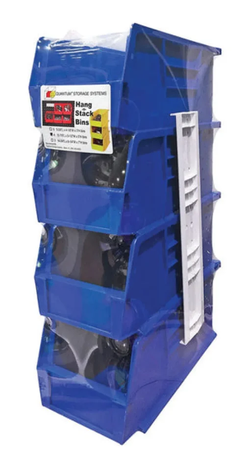 Quantum Storage 5-1/2 in. W X 11 in. H Stack and Hang Bin Polypropylene 4 pk Blue