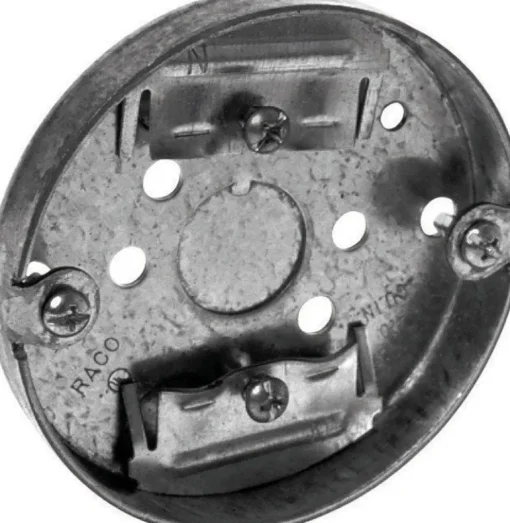 Raco 4 cu in Round Steel 1 gang Junction Box Gray