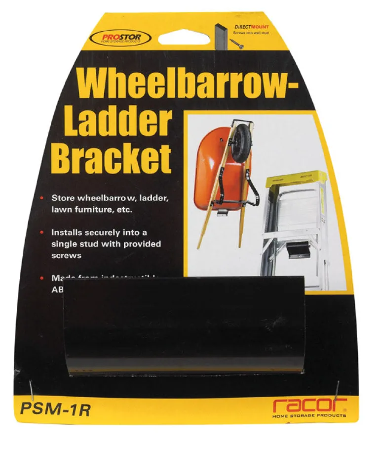 Racor 4 in. H x 4 in. W x 1-3/4 in. D Black Steel Wheelbarrow/Ladder Bracket