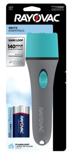 Rayovac Brite Essentials 20 lm Gray/Turquoise LED Flashlight D Battery