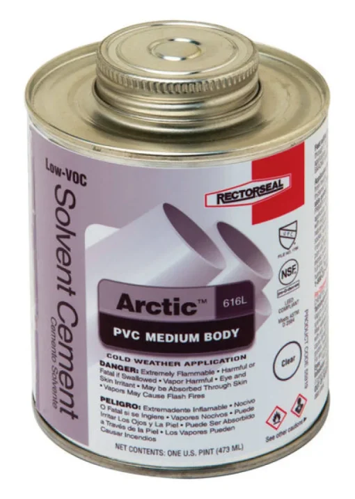 RectorSeal Arctic Clear Solvent Cement For PVC 16 oz