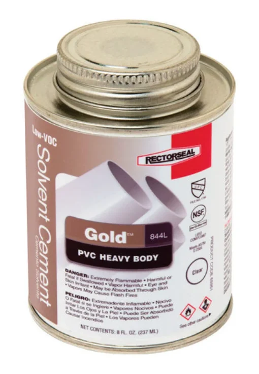 Rectorseal Gold Clear Solvent Cement For PVC 8 oz