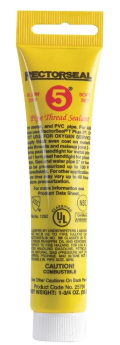 RectorSeal Slow Dry 5 Soft Set Yellow Pipe Thread Sealant 1.75 oz