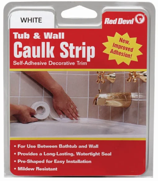 Red Devil 0151 1-5/8" X 11' Wide White Tub & Wall Caulk Strip