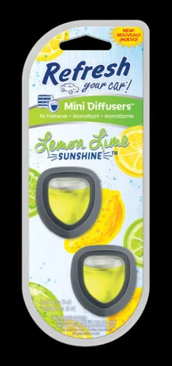 Refresh Your Car! Lemon Lime Sunshine Scent Mini Car Diffuser 0.7 oz Liquid